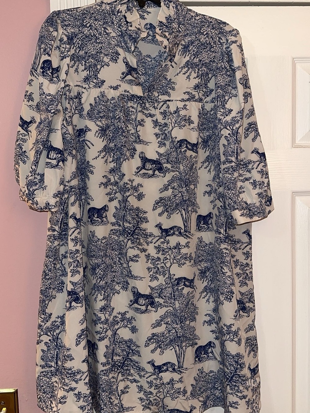 SHEIN Blue Toile Print Tunic Dress